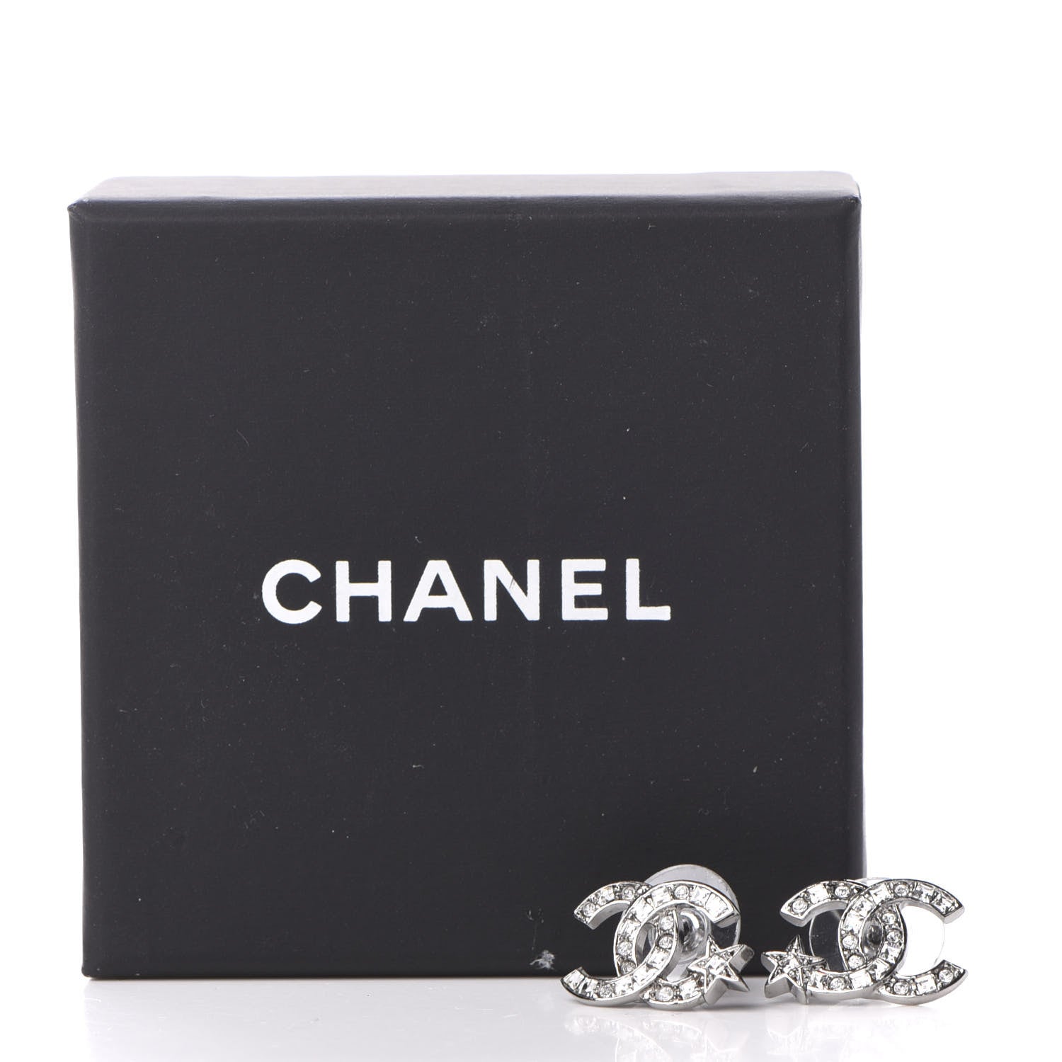 Chanel Crystal CC Starfall Earrings Silver 5 of 5