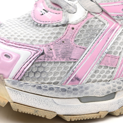 Balenciaga Mesh Rubber Distressed Womens Runner Sneakers 37 White Pink Beige 10 of 13