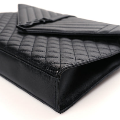 Saint Laurent Grain De Poudre Textured Mixed Matelasse Large Triquilt Monogram Monochrome Satchel Black 8 of 8