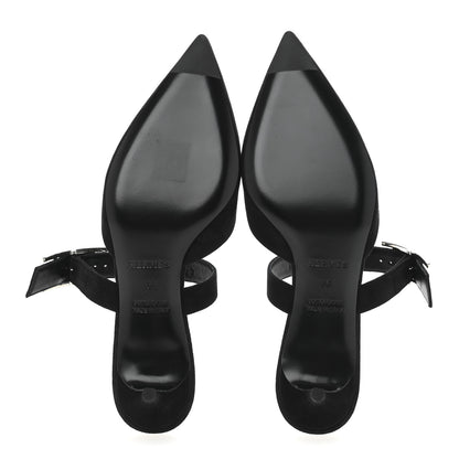 Hermes Suede Goatskin Blink Mules 36 Black 6 of 10
