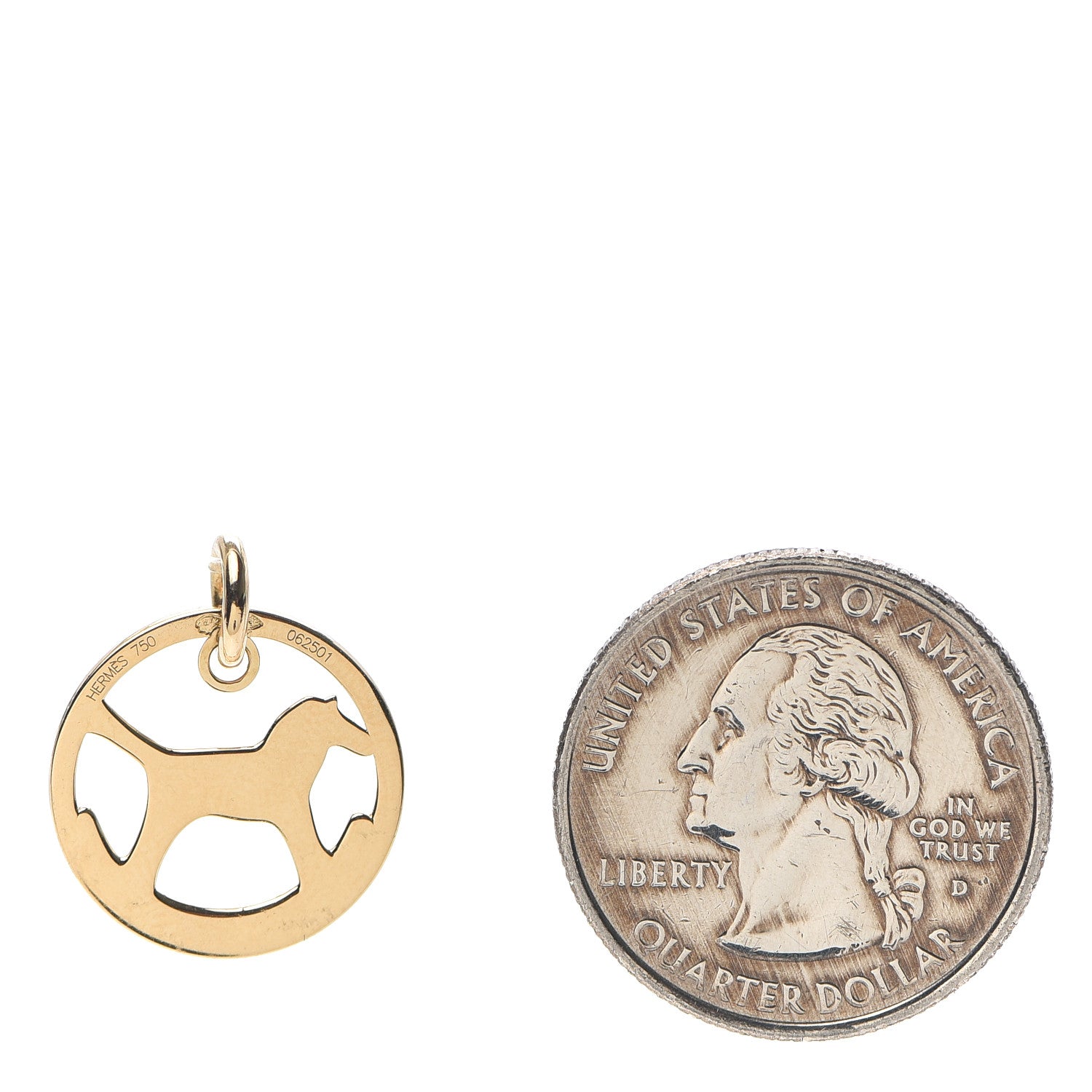 Hermes 18K Yellow Gold Rocking Horse Charm Pendant 2 of 4