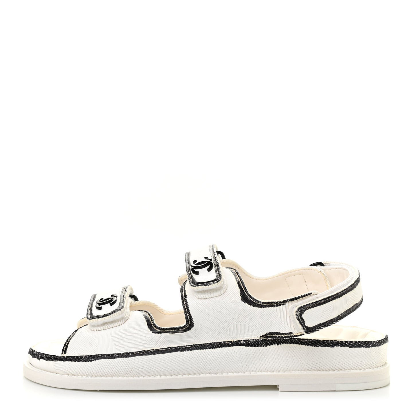 Printed Calfskin Velcro Dad Sandals 38.5 White Black