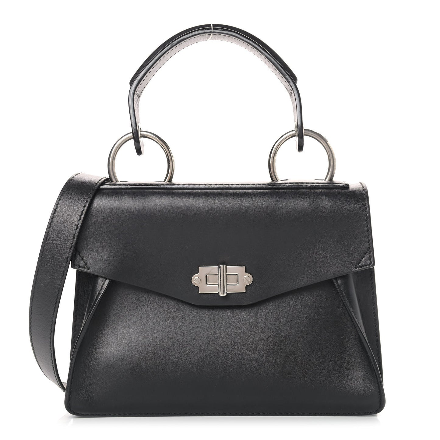 Calfskin Small Hava Top Handle Bag Black