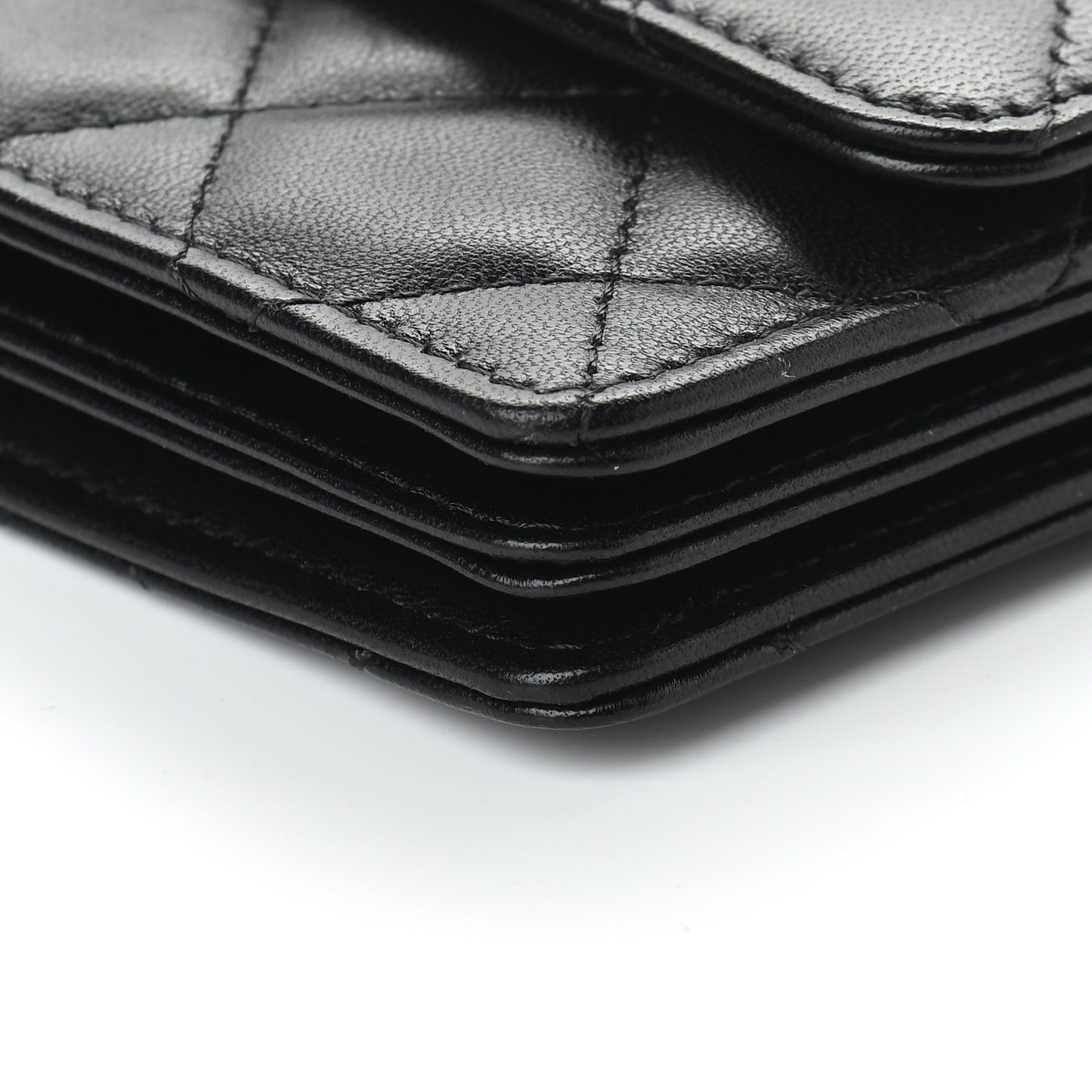 Lambskin Quilted My Chanel Lady Card Holder On Chain Black