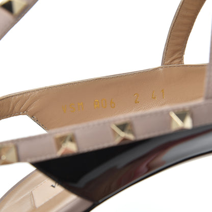 Valentino Garavani Patent Nappa Rockstud Ankle Strap Open Toe 100mm Sandals 41 Black Poudre 8 of 14
