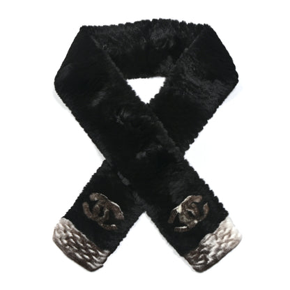Chanel Orylag Rabbit Fur CC Scarf Black 1 of 3