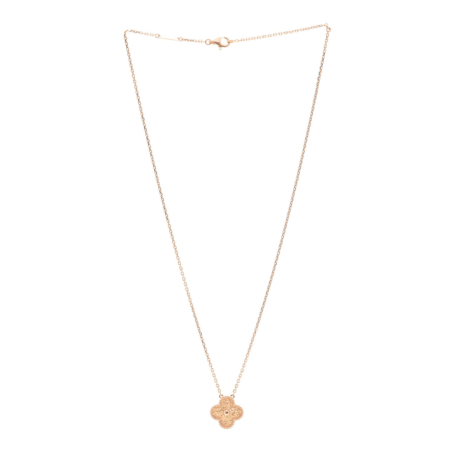 Van Cleef & Arpels 18K Rose Gold Vintage Alhambra Pendant Necklace 3 of 6