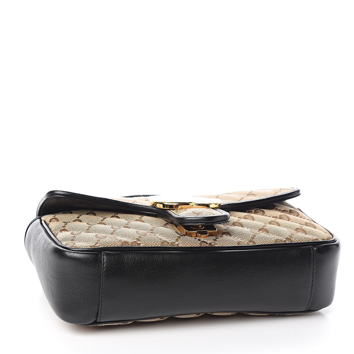 Gucci Monogram Matelasse Diagonal Mini GG Marmont Shoulder Bag Beige Black 4 of 10