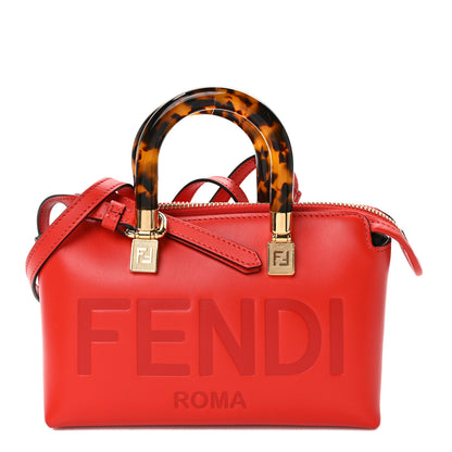 Fendi Vitello King Plexiglass Logo Embossed Mini By The Way Top Handle Boston Bag Papavero 1 of 13