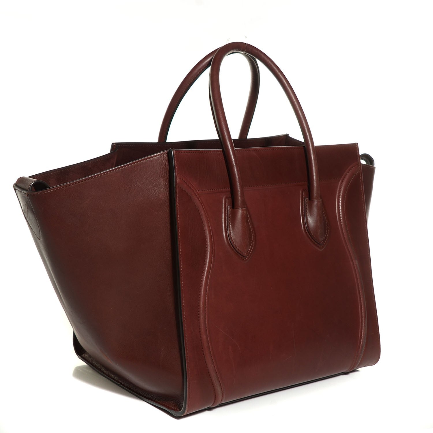 Celine Natural Calfskin Medium Phantom Luggage Burgundy 3 of 7