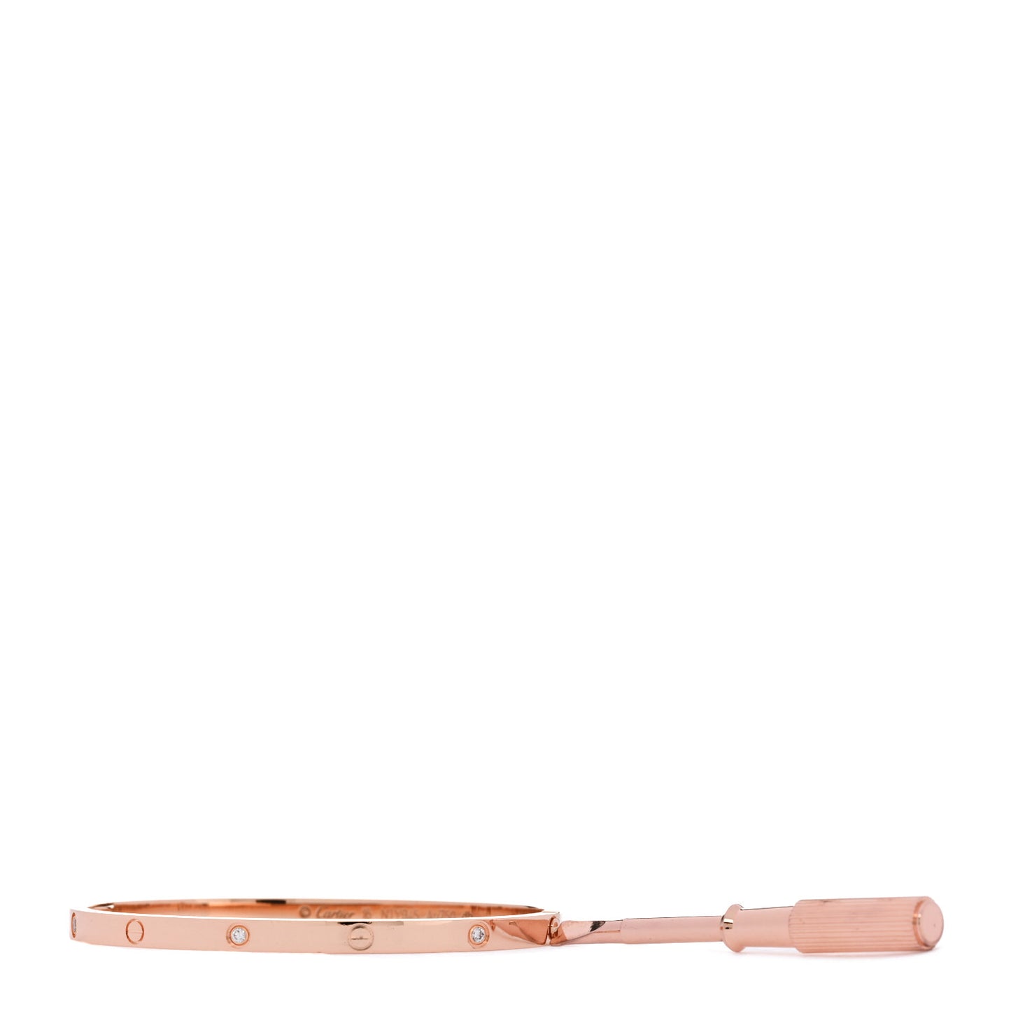 18K Pink Gold 6 Diamond Small LOVE Bracelet 16