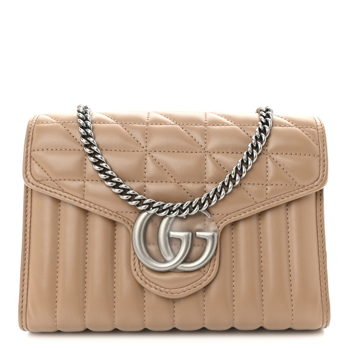 Calfskin Matelasse Aria GG Marmont Chain Wallet Camelia