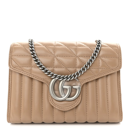 Gucci Calfskin Matelasse Aria GG Marmont Chain Wallet Camelia 1 of 10