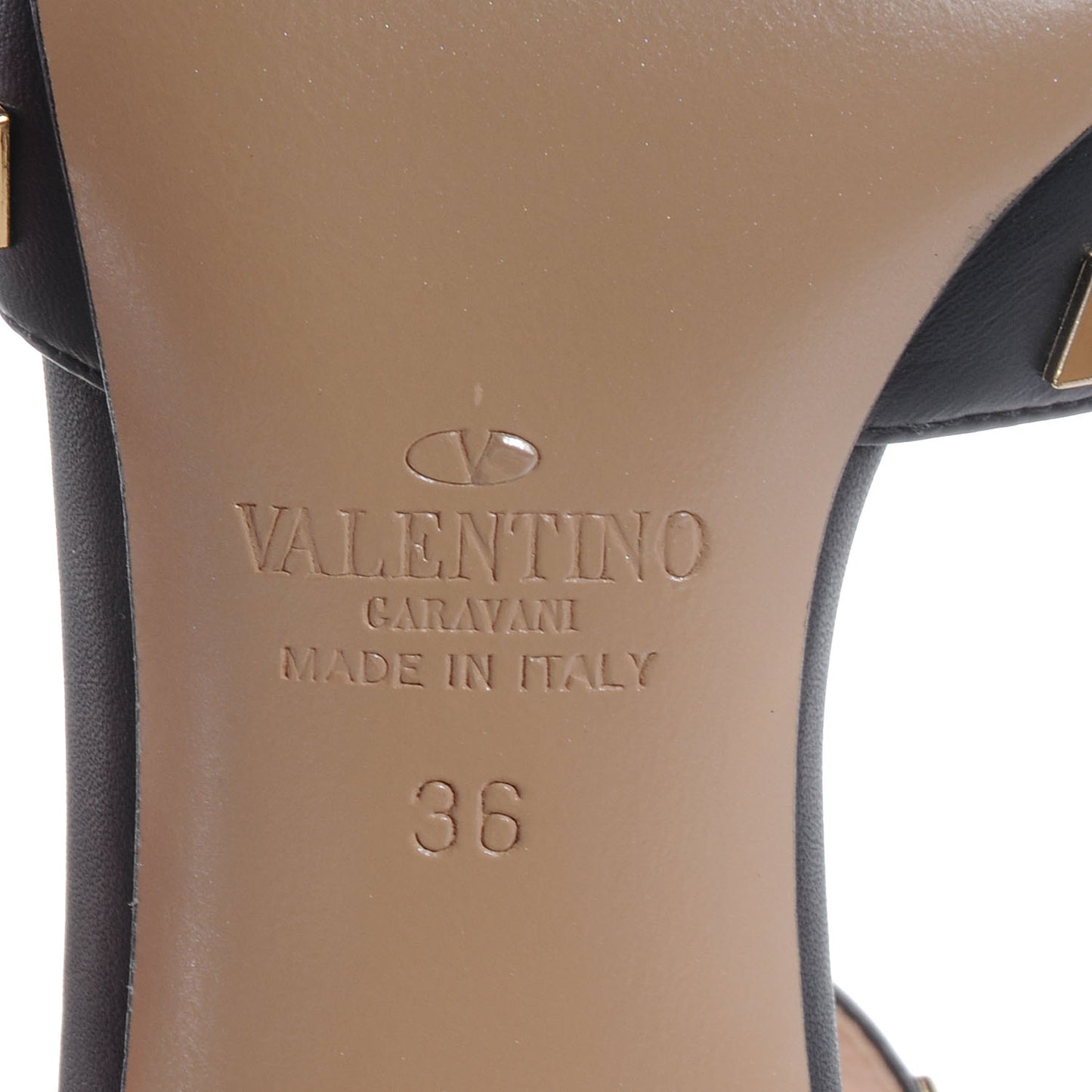 Calfskin Rockstud Sandals 36 Black