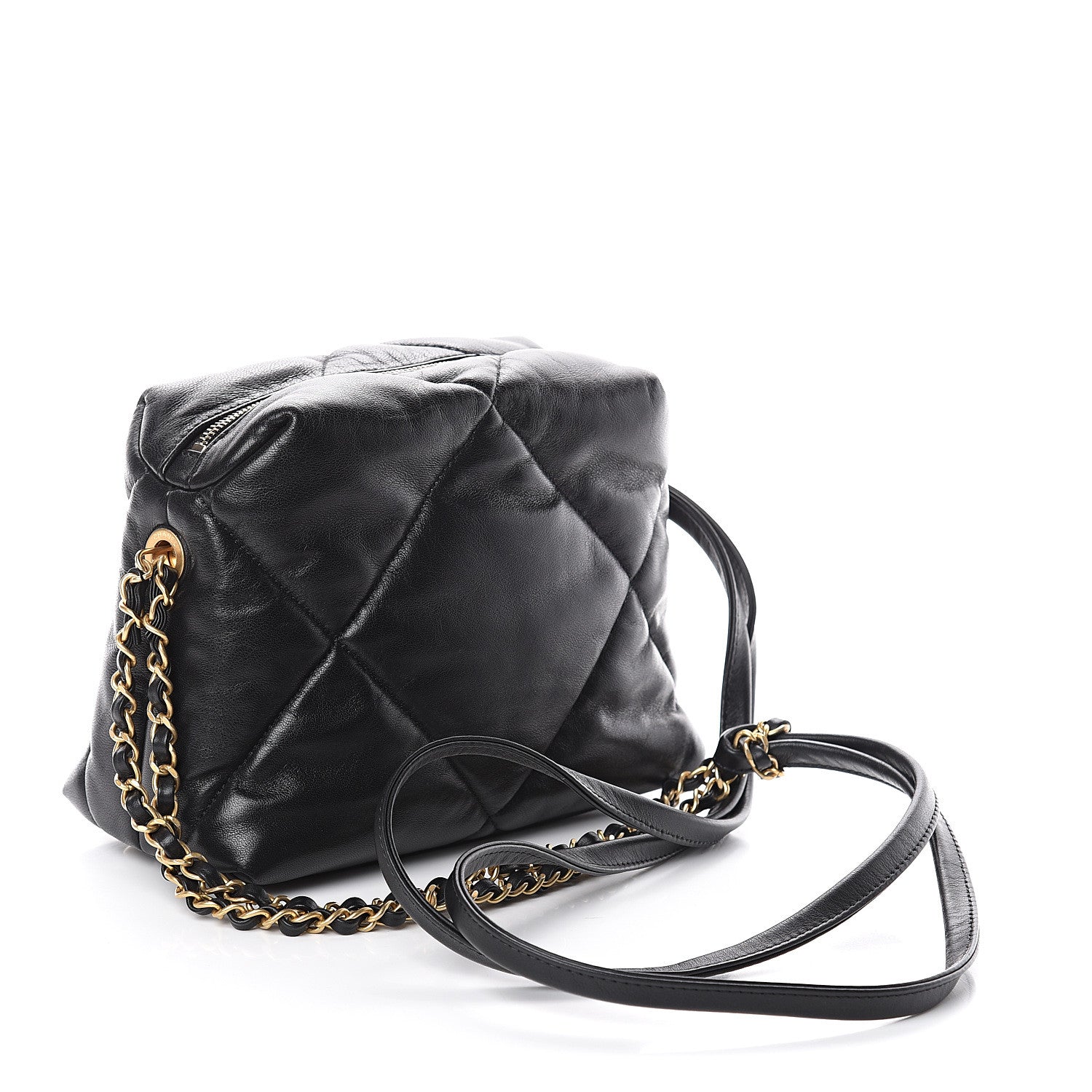 Chanel Lambskin Quilted Small Bowling Bag Black 2 of 9