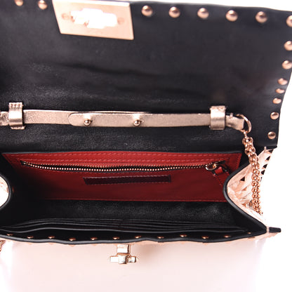 Valentino Garavani Metallic Lambskin Rockstud Spike Wallet on Chain Rame 4 of 7