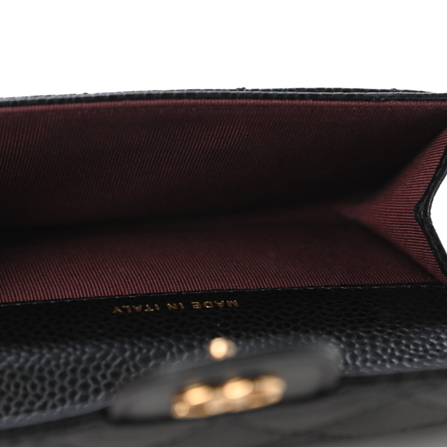 Caviar Quilted Flap Card Holder Wallet Black