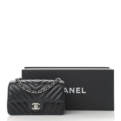 Chanel Lambskin Chevron Quilted Mini Rectangular Flap Black 15 of 15