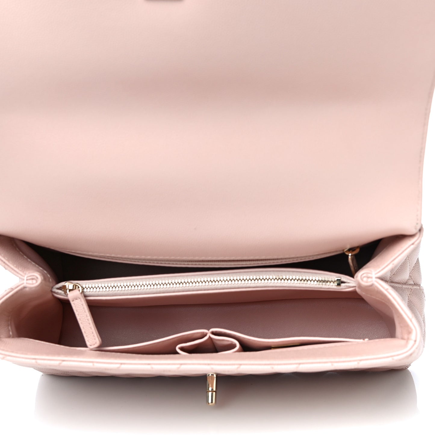 Caviar Quilted Small Coco Handle Flap Rose Clair