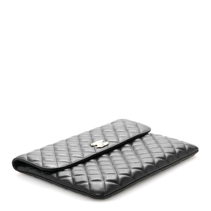 Chanel Lambskin Enamel Quilted Document Portfolio Holder Black 4 of 9