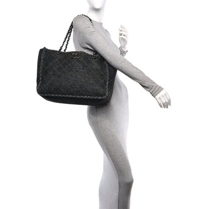 Chanel Wool Felt Quilted Large Shopping Tote Grey 2 of 10