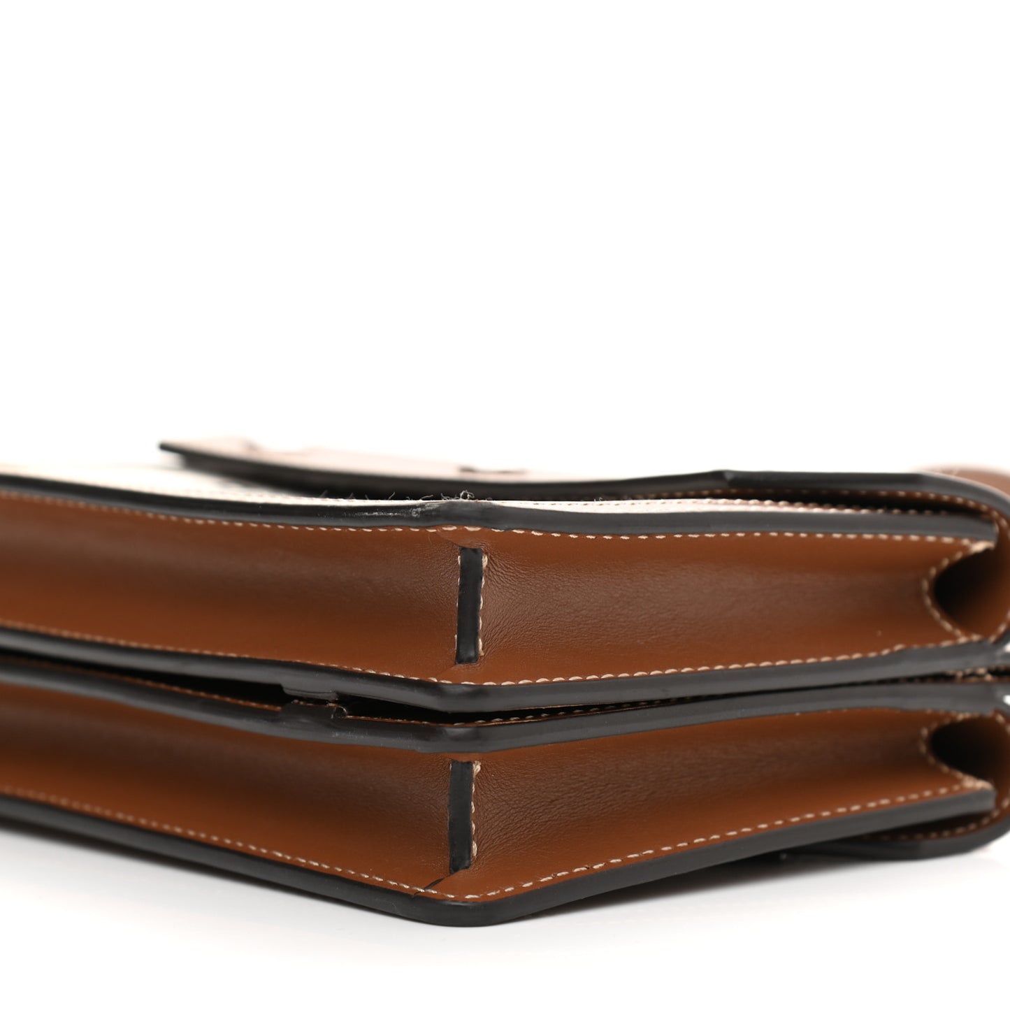 Smooth Calfskin Canvas Horseferry Print Mini Title Bag with Pocket Natural Malt Brown