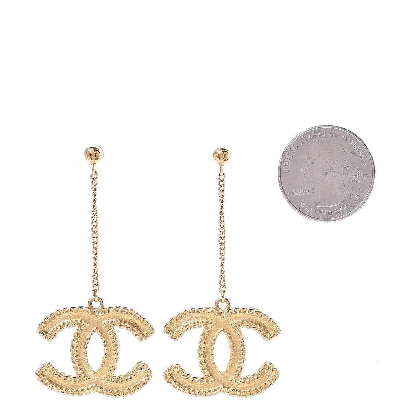 CC Drop Earrings Matte Gold