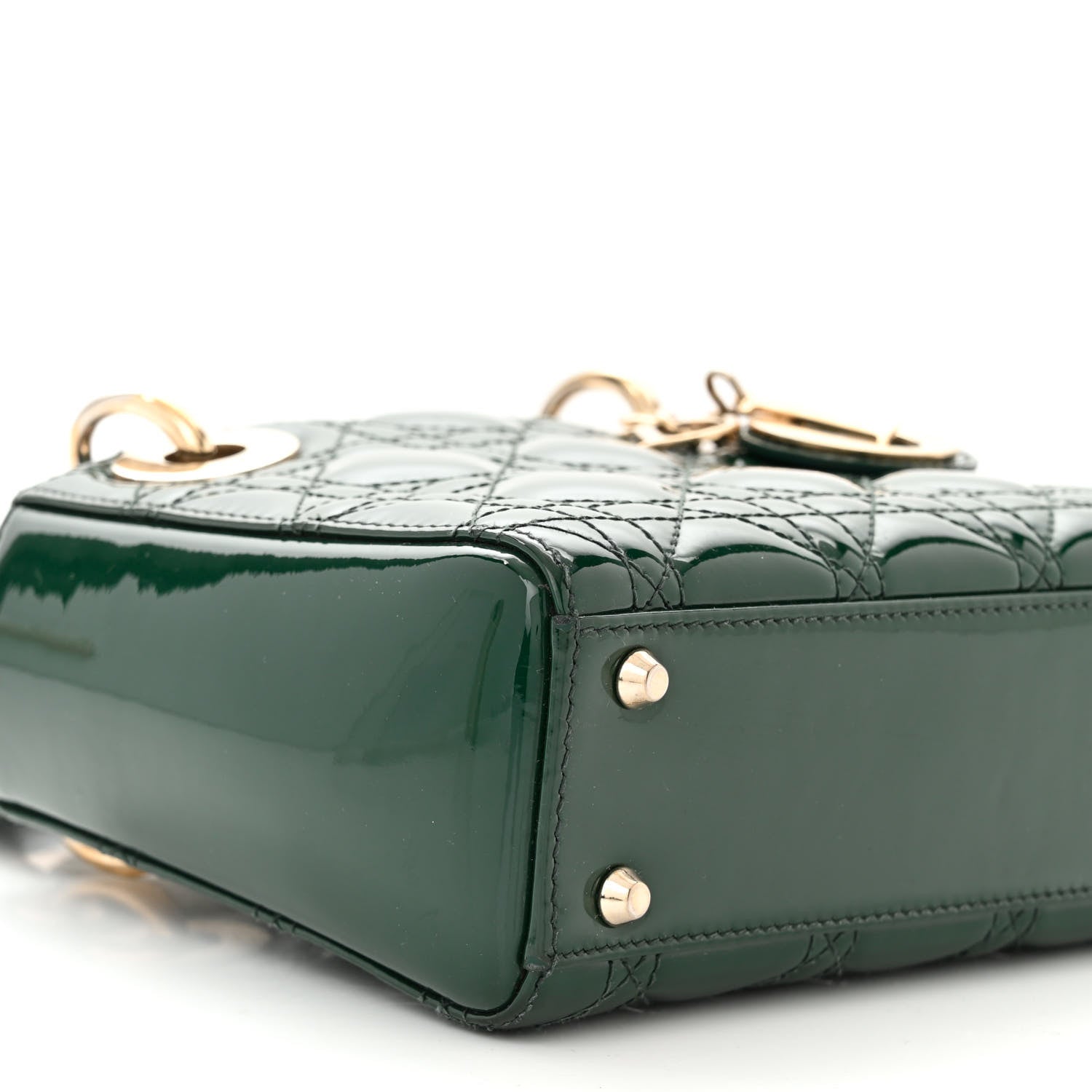 Christian Dior Patent Cannage Mini Lady Dior Pine Green 9 of 10
