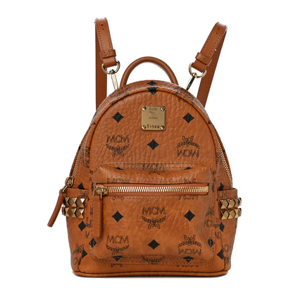 MCM Visetos Side Stud X-Mini Stark Backpack Cognac 1 of 11