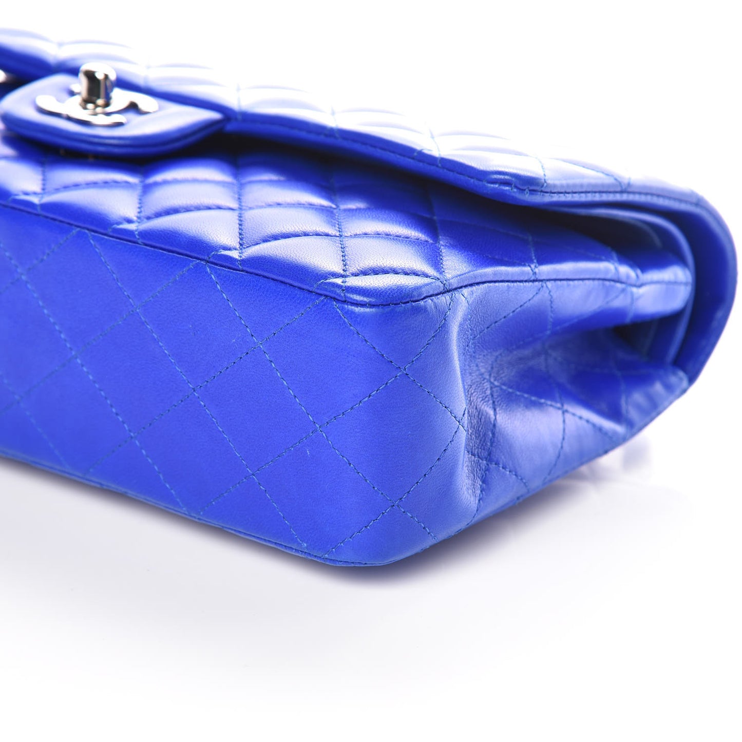 Lambskin Quilted Medium Double Flap Blue
