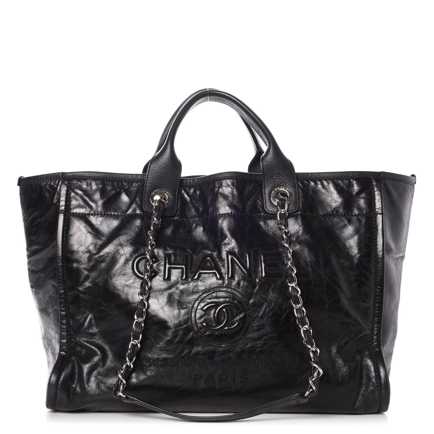 Chanel Glazed Calfskin Large Deauville Tote Black 1 of 9