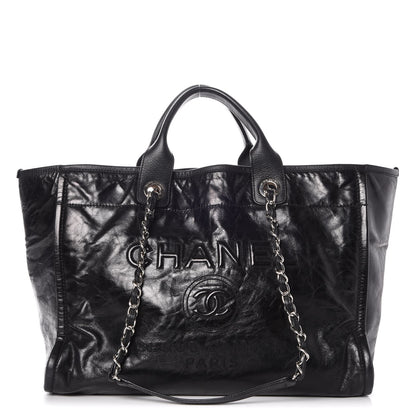 Chanel Glazed Calfskin Large Deauville Tote Black 1 of 9