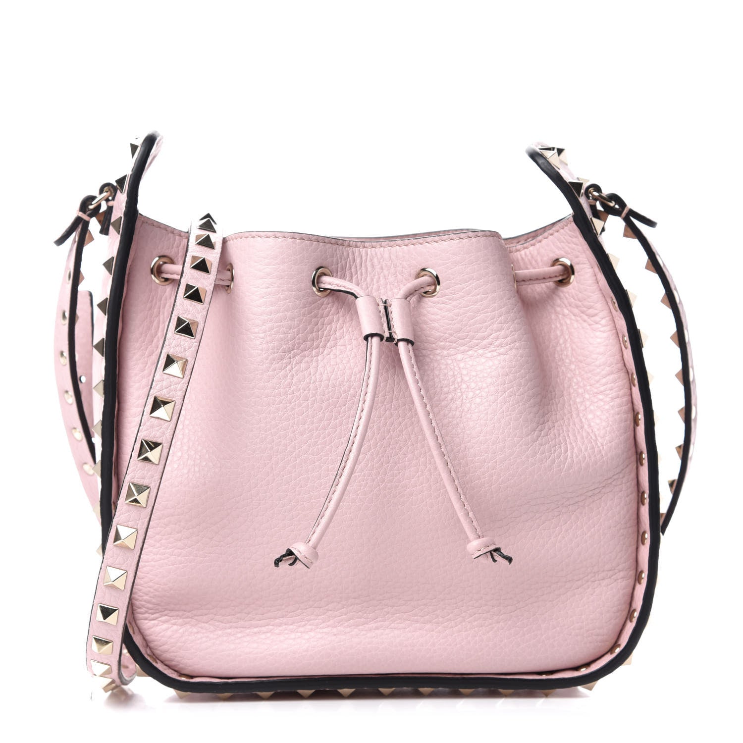 Valentino Garavani Alce Printed Calfskin Rockstud Bucket Bag Pink 1 of 9