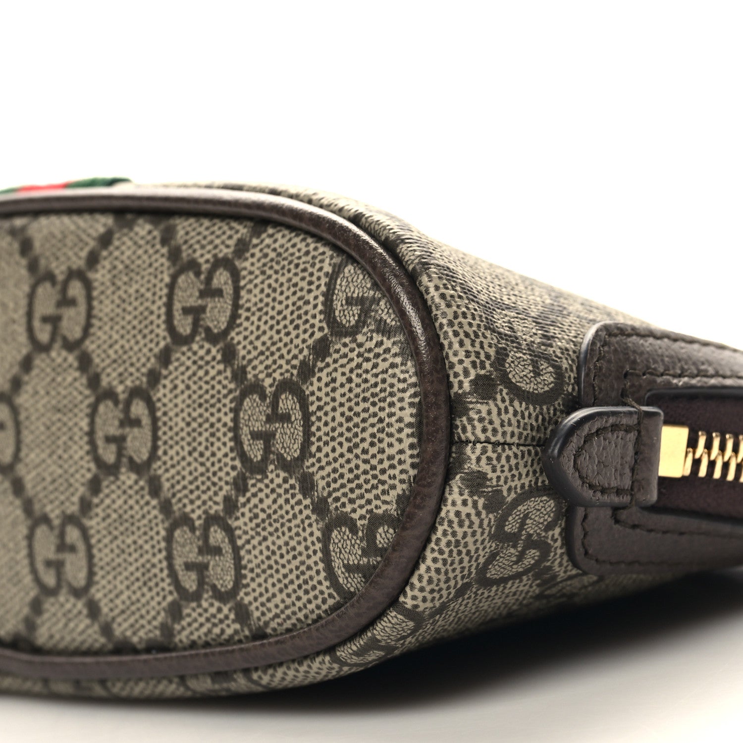 Gucci GG Supreme Monogram Textured Calfskin Web Medium Ophidia Cosmetic Case Beige Ebony New Acero 10 of 11