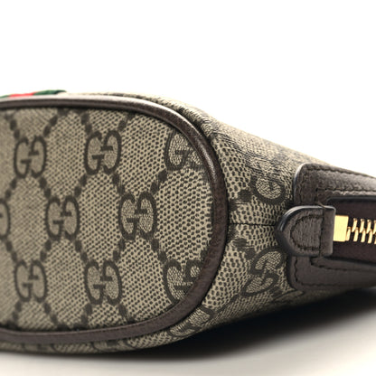 Gucci GG Supreme Monogram Textured Calfskin Web Medium Ophidia Cosmetic Case Beige Ebony New Acero 10 of 11