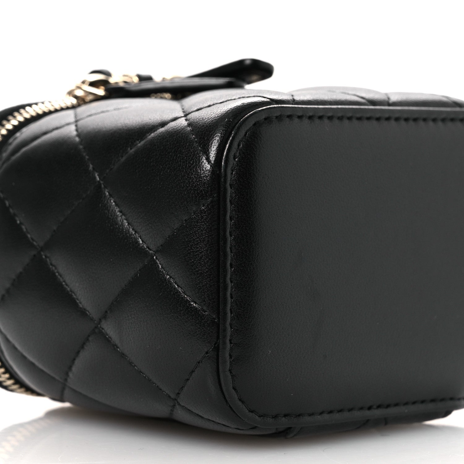 Chanel Lambskin Quilted Top Handle Mini Vanity Case With Chain Black 9 of 13