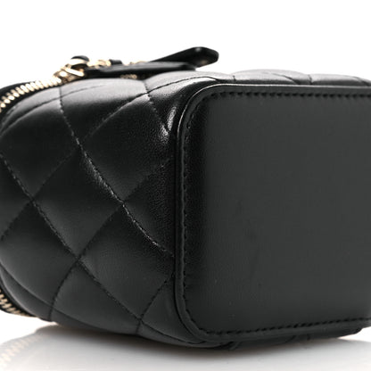 Chanel Lambskin Quilted Top Handle Mini Vanity Case With Chain Black 9 of 13