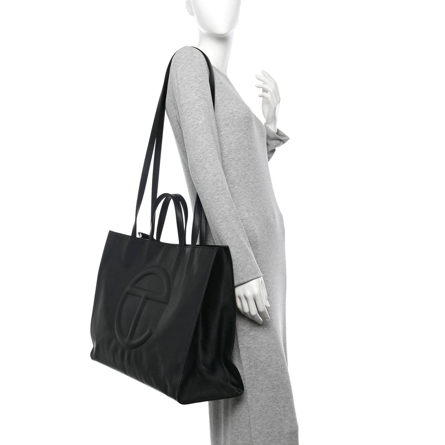 Vegan Leather Large Shopping Bag Black