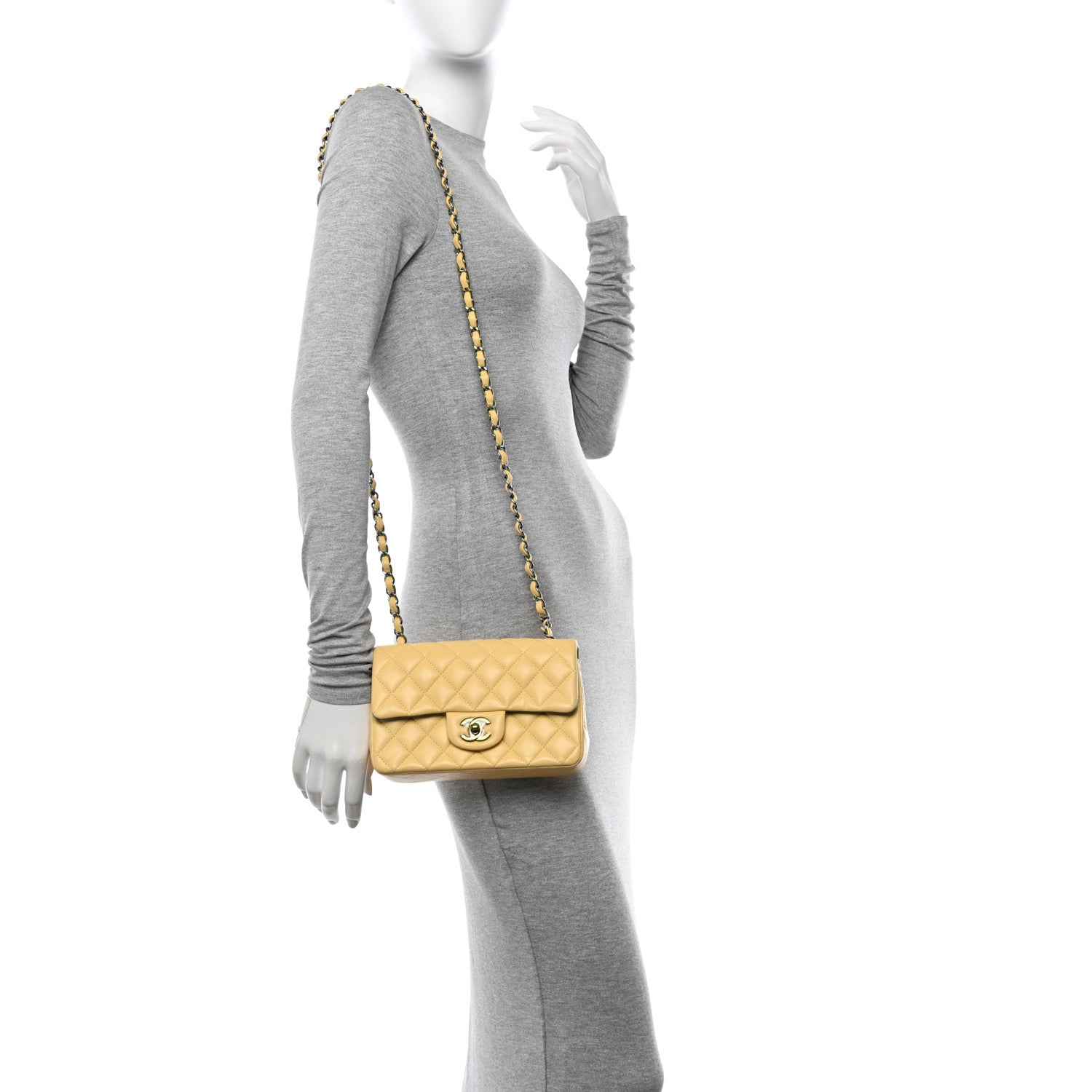 Chanel Lambskin Quilted Mini Rectangular Flap Yellow Blue 2 of 11