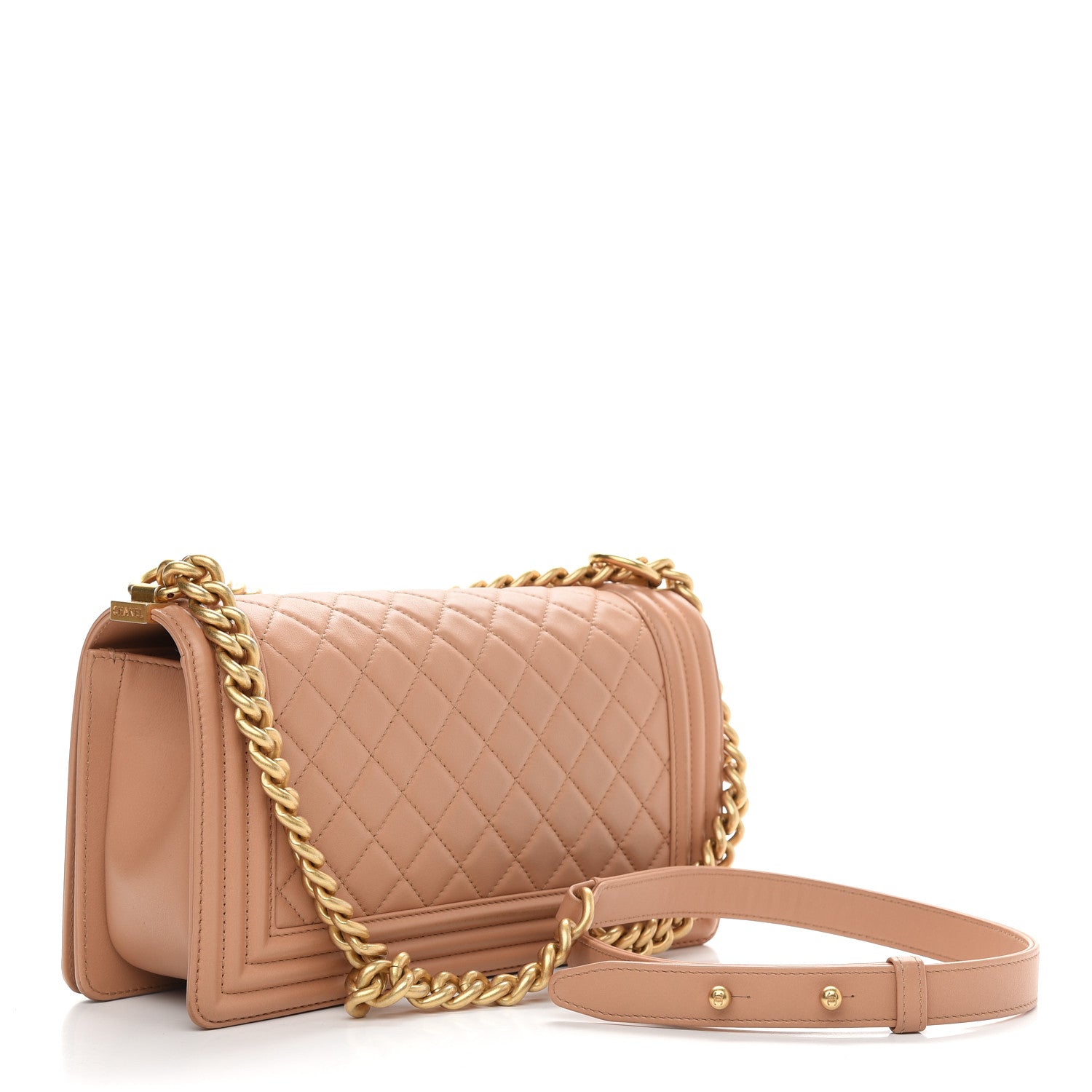 Chanel Calfskin Quilted Medium Boy Flap Light Brown 2 of 11