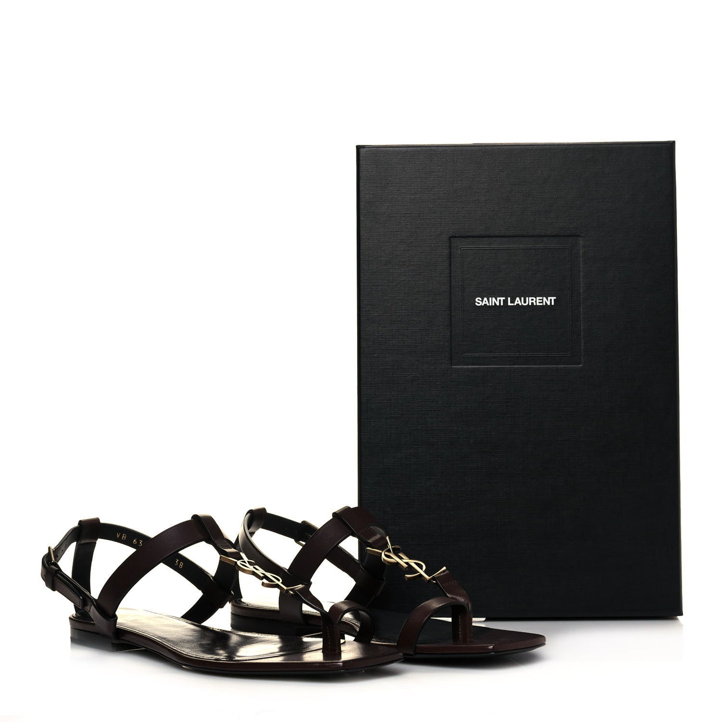 Calfskin Cassandra Monogram Sandals 38 Brown