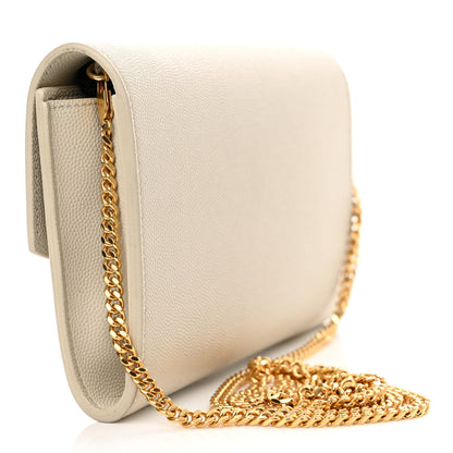 Saint Laurent Grain De Poudre Monogram Uptown Chain Wallet Crema Soft 3 of 12