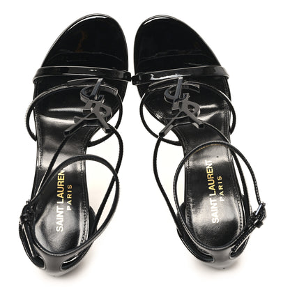 Saint Laurent Patent Cassandra 100 Ankle Strap Sandals 35.5 Black 2 of 9