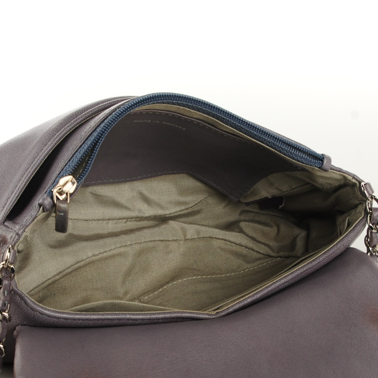 Lambskin Half Moon Wallet On Chain WOC Blue