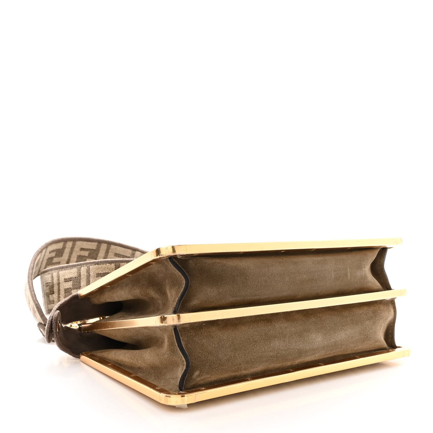 Chenille Suede Metal FF Small Peekaboo I SEE U Satchel Tortora Nuvola