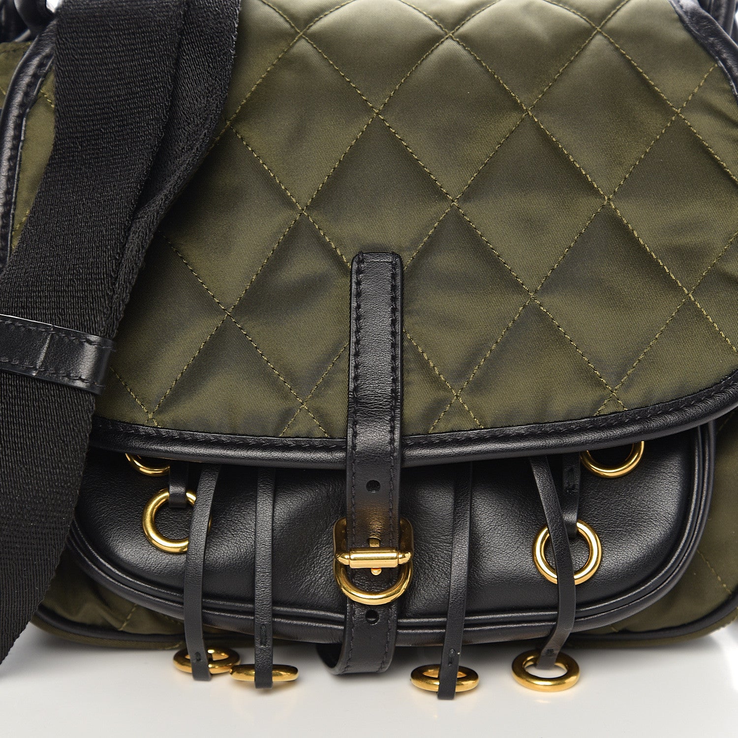 Prada Nylon Calf Quilted Corsaire Bag Militare Black 8 of 8