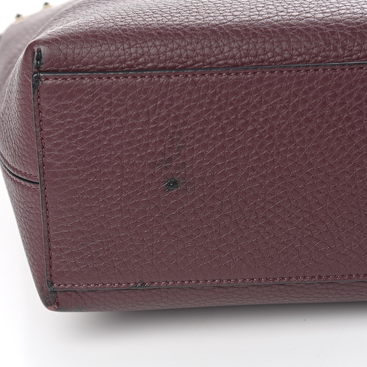 Grained Calfskin Small Rockstud Shoulder Tote Rubin