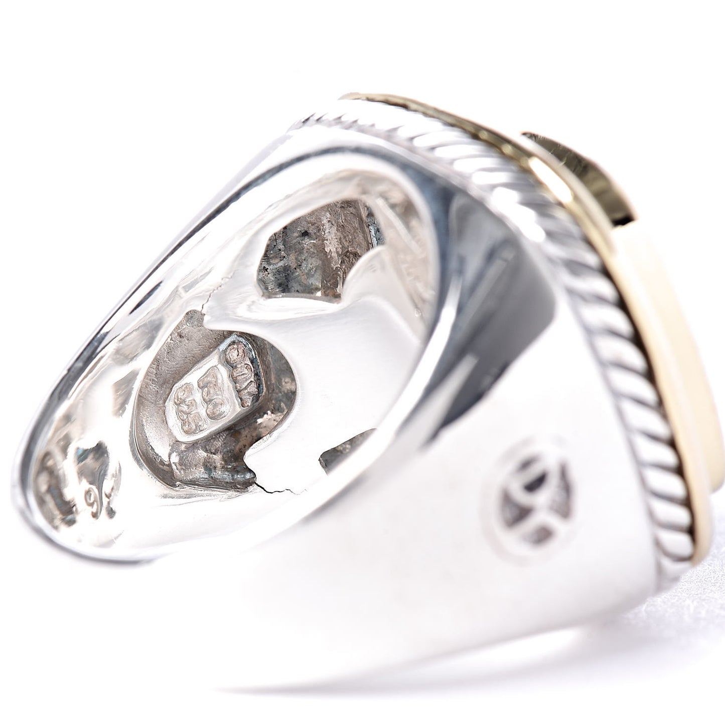 Sterling Silver 18K Yellow Gold Blue Topaz 14mm Albion Statement Ring 53 6.25
