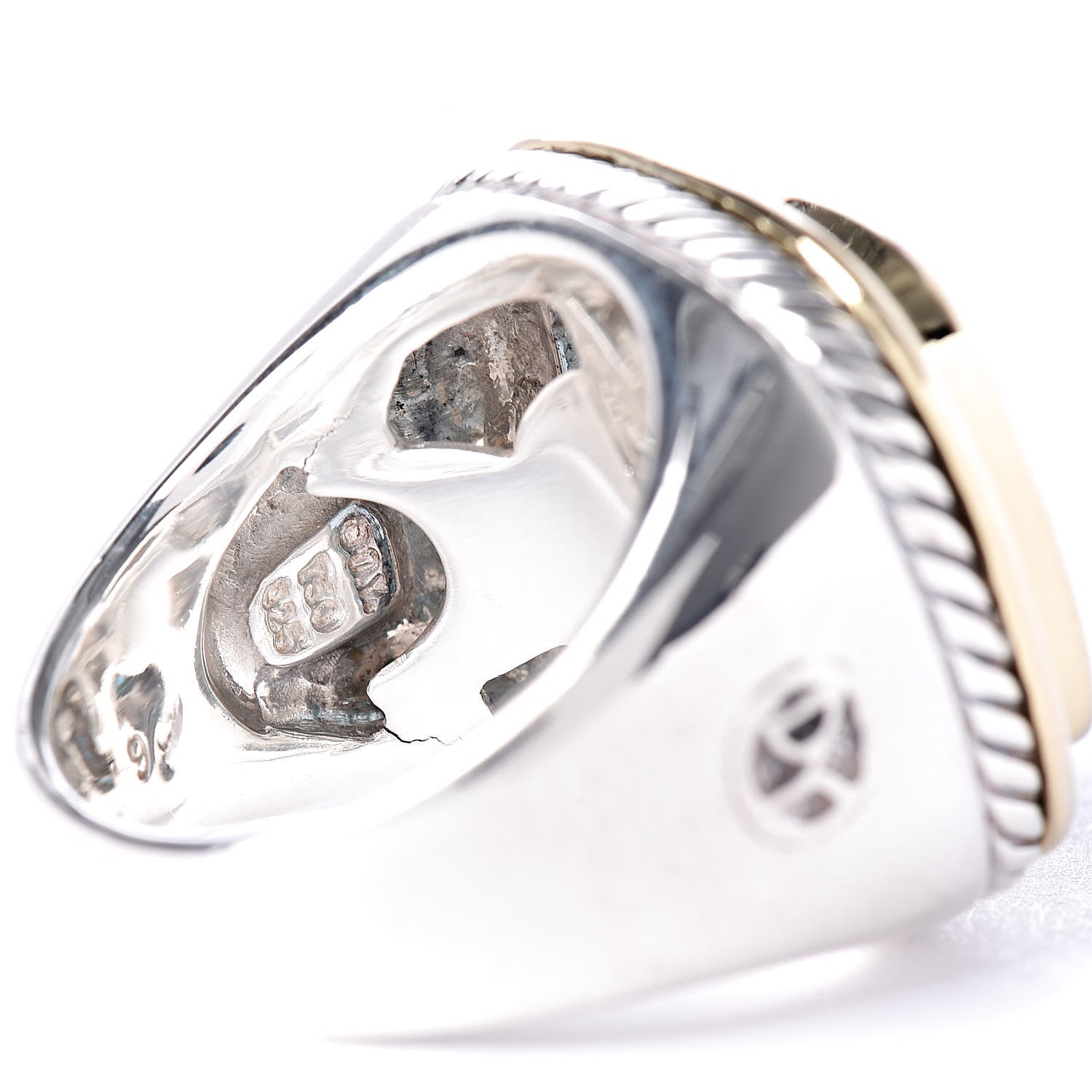 David Yurman Sterling Silver 18K Yellow Gold Blue Topaz 14mm Albion Statement Ring 53 6.25 5 of 5