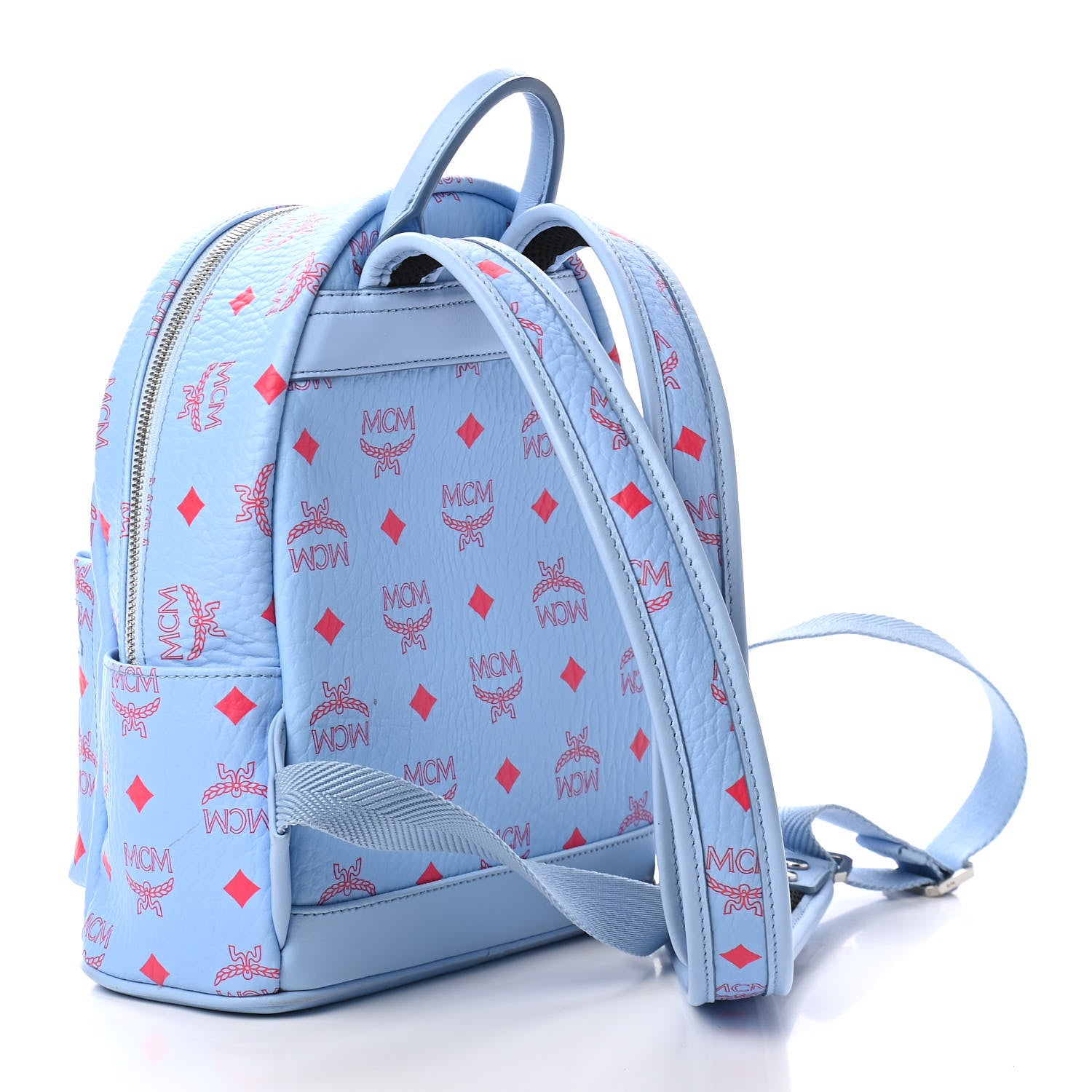 MCM スタッズ バックパック ライトブルー MCM Visetos Mini Stark Backpack Light Blue Red 883156 – FASHIONPHILE